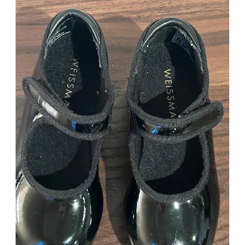 Weissman W2600 Kids Black Patent Tap Shoes Mary‎ Jane Dance Size 7.5CM Recital